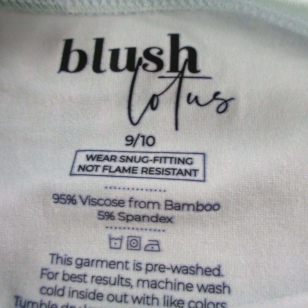 Blush Lotus Bamboo Pajama Set Girls 9/10 Blue Smiley Face Print Soft Lounge - Picture 7 of 9